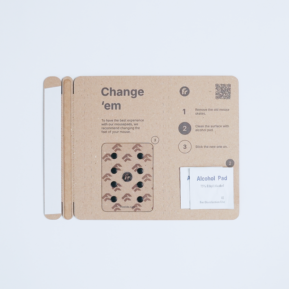Cardboard packaging with 'Change 'em' branding on a light gray background